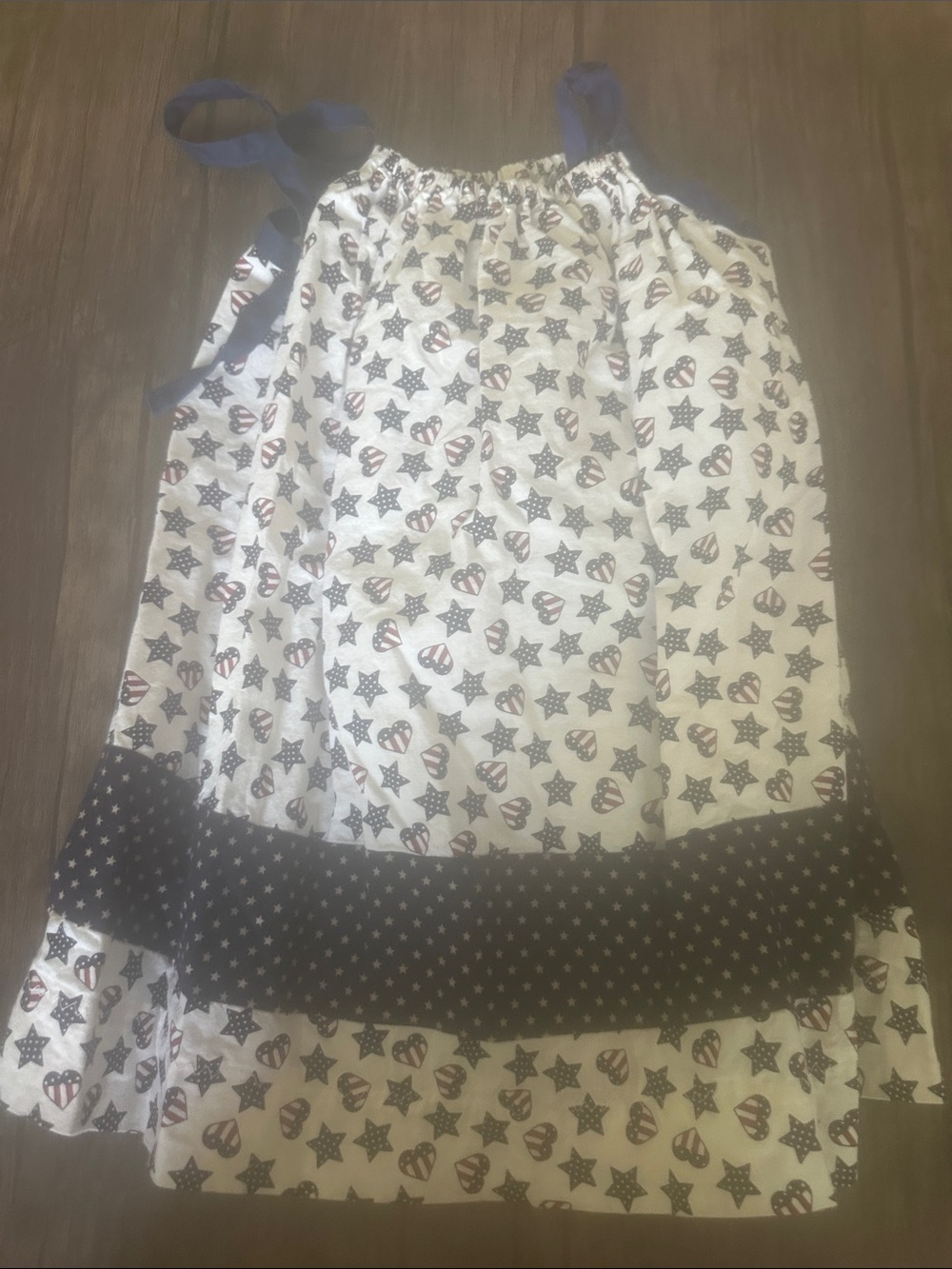 Patriotic Star & Heart Sundress with Navy Trim